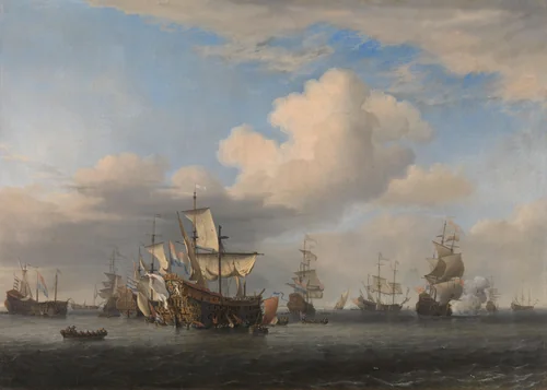 Captured English Ships after the Four Days’ Battle by Willem van de Velde, painting, 1666