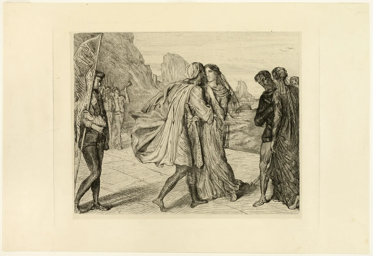 O My Fair Warrior!, plate five from Othello by Théodore Chassériau, print, 1844