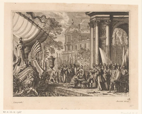 Aeneas gaat in Carthago aan land by Jean Lepautre, print, 1628-1682