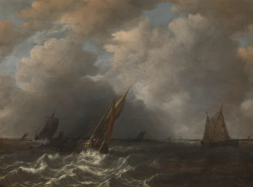 Storm on the Meuse River by Hendrick Martensz Sorgh, painting, 1668