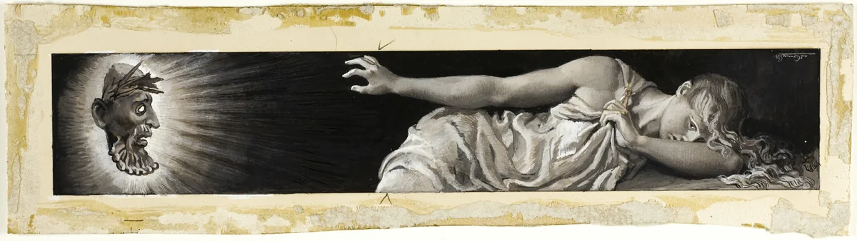 The Sophist's Eye, Like a Sharp Spear, Went Through Her Utterly by Will Hicock Low, drawing, 1885