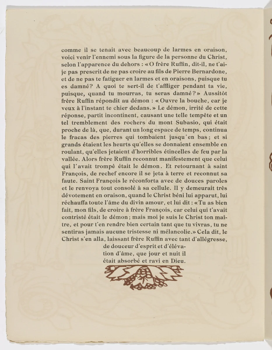 Tailpiece (page 182) from Les Petites Fleurs de St. François (The Little Flowers of St. Francis) by Émile Bernard, illustrated book, 1928