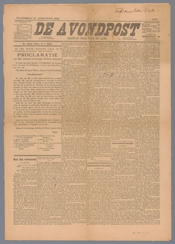 de Avondpost; dagblad voor stad en land by De Avondpost, other, 1898