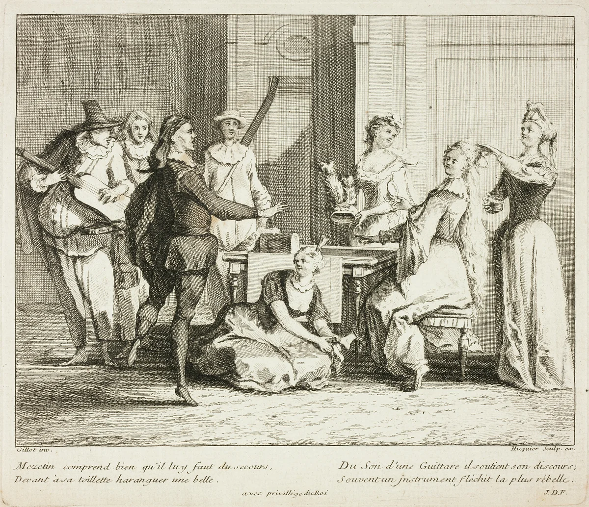Plate from Livre de Scènes Comiques by Gabriel Huquier, print, 1729-1732