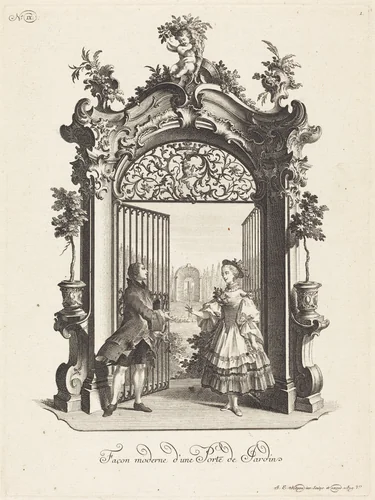 Façon moderne d'une Porte de Jardin (A Garden Door in the Modern Style) by Johann Esaias Nilson, print, 1755-1760