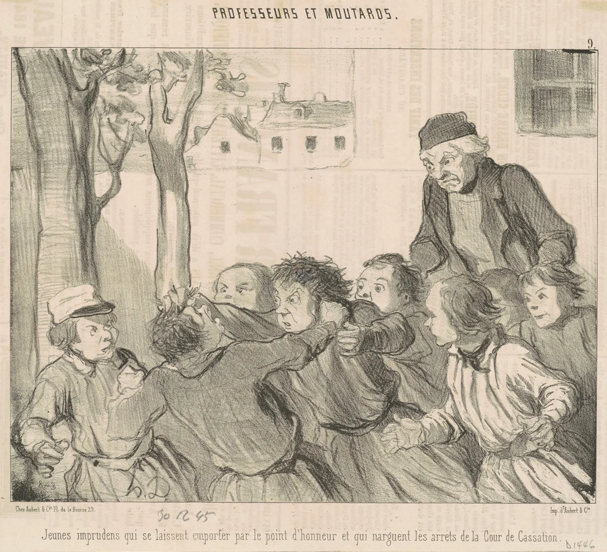 Jeunes imprudens qui se laiseent emporter ... by Honoré Daumier, print, 1845