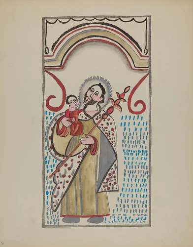 Retablo Detail of Saint Christopher by E. Boyd, index of american design, 1935-1942
