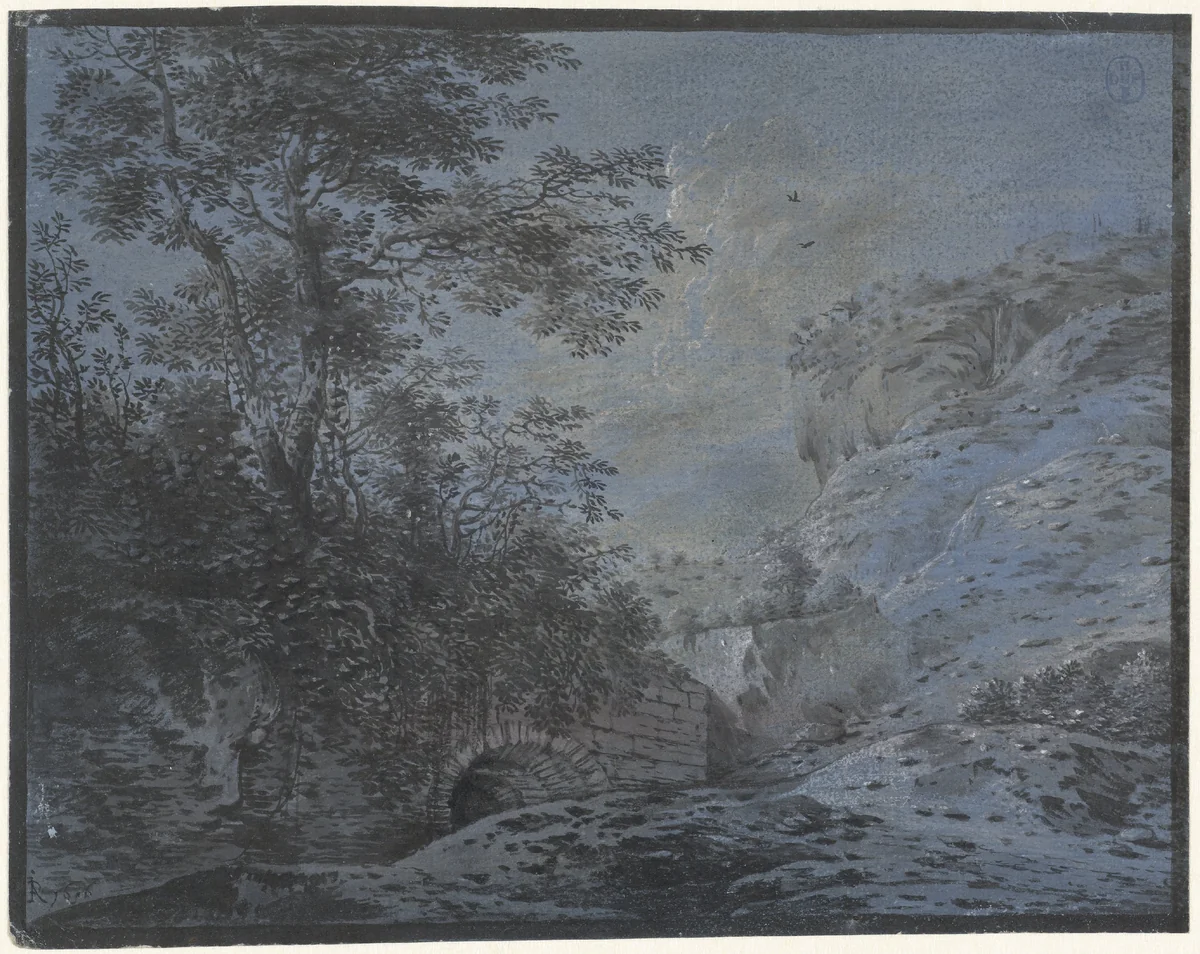 Twee avondlandschappen by Monogrammist IAR of IAP, drawing, 1656