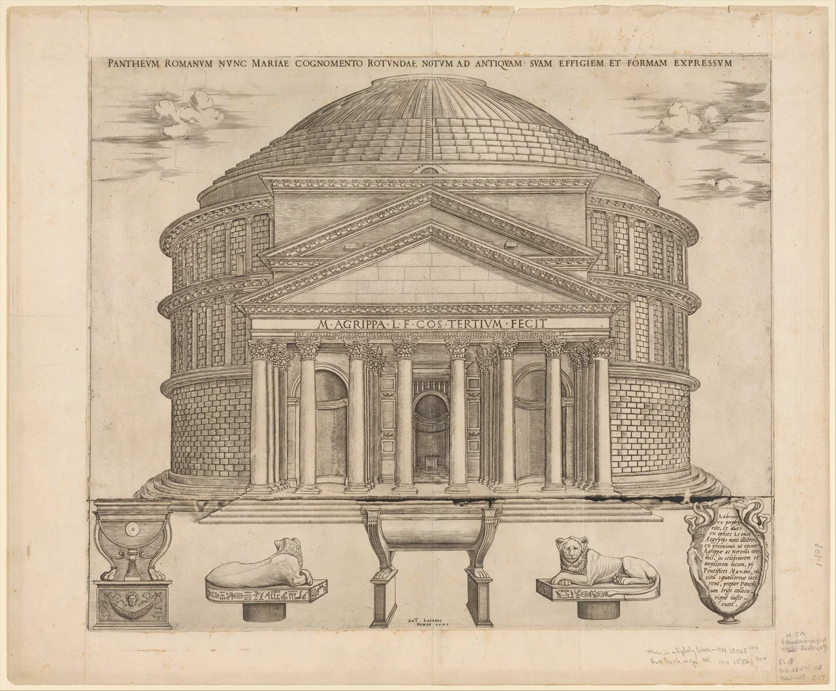 The Pantheon, from "Speculum Romanae Magnificentiae" by Nicolas Beatrizet, print, 1649