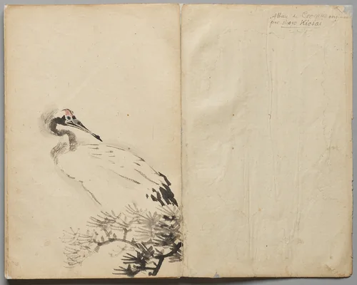 Crane from Sketch Album by Kawanabe Kyōsai (河鍋暁斎), book, 1855-1889