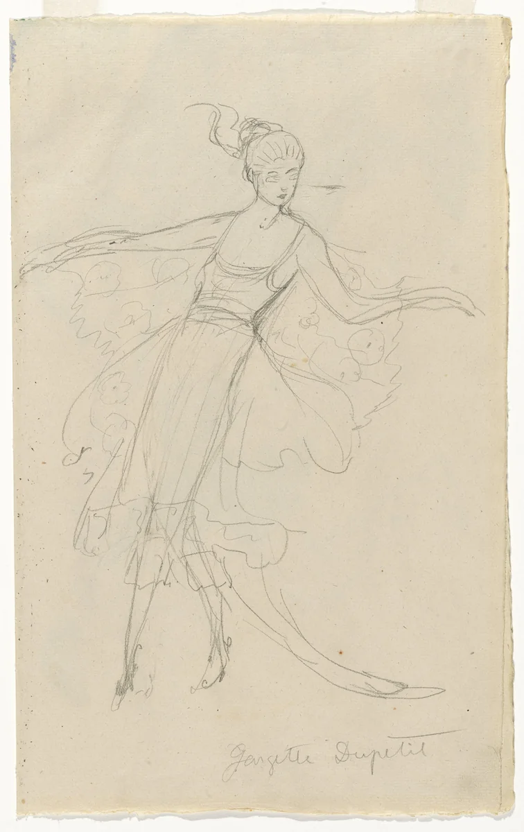Costume design (Georgette Dupetit) for the artist's ballet Orphée of the Quat-z-arts by Florine Stettheimer, drawing, 1912