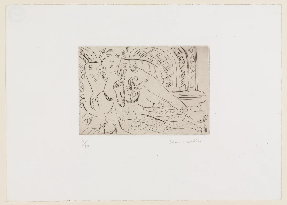 Young Woman Against Arabian Screen Background (Jeune femme sur fond moucharabieh) by Henri Matisse, print, 1926