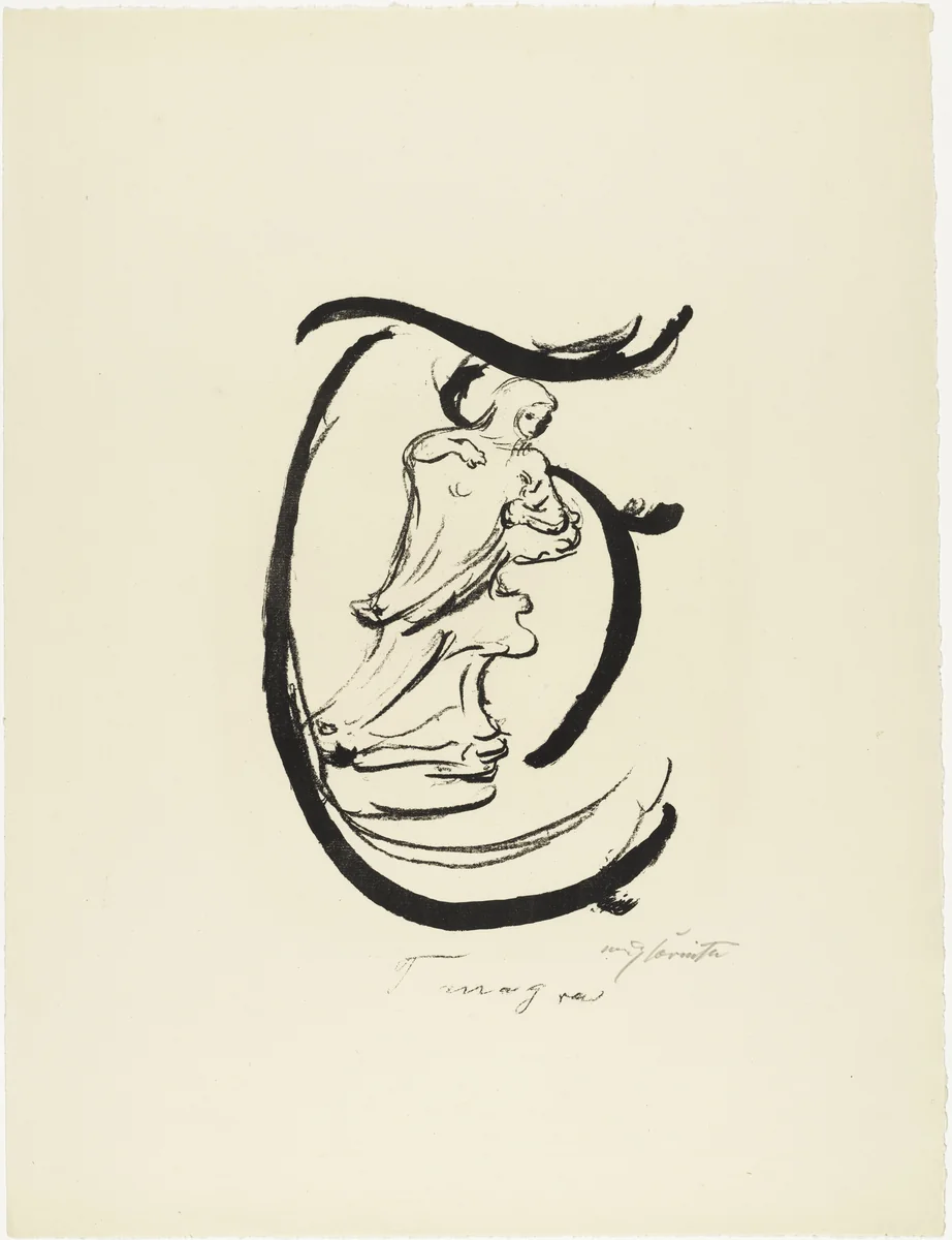 Letter T (Buchstabe T) from the illustrated book in portfolio form The ABCs (Das ABC) by Lovis Corinth, print, 1916