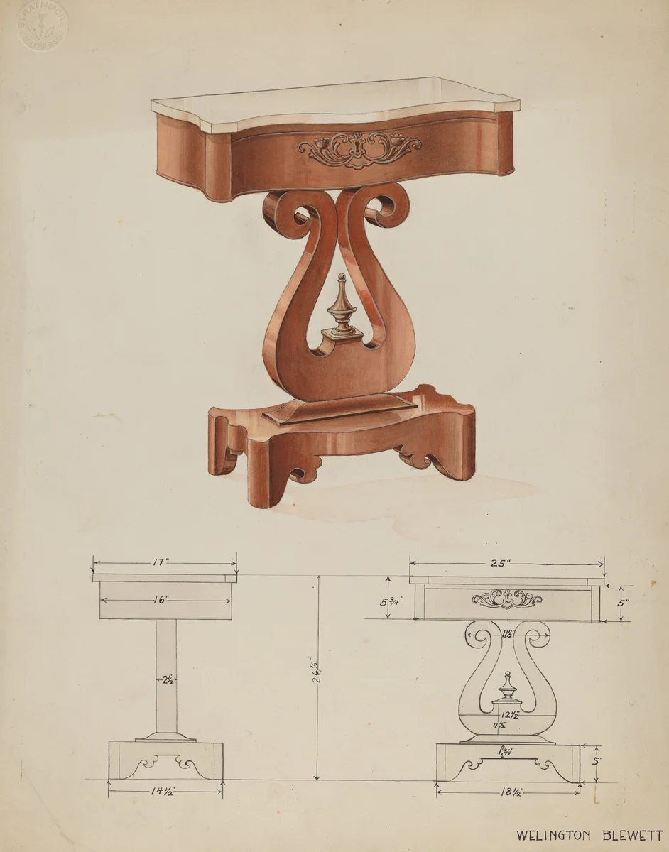 Table by Wellington Blewett, index of american design, 1936