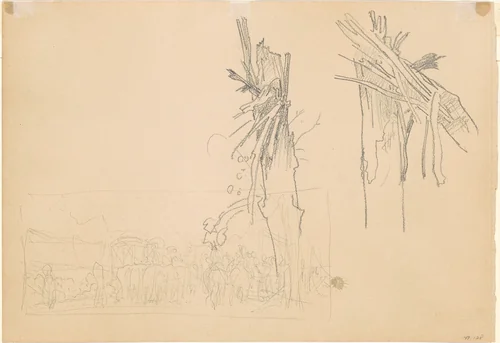 Two Shattered Trees; and Study for "The Road" [verso] by John Singer Sargent, drawing, 1913-1923