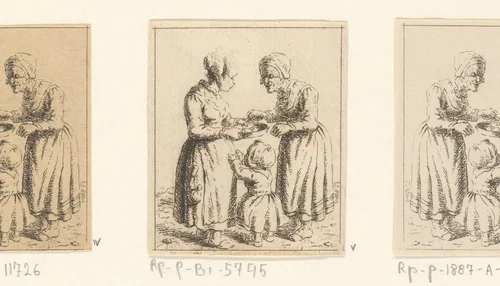 Twee vrouwen met een kind by Christina Chalon, print, 1758-1808
