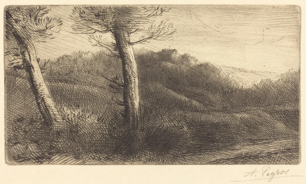 Sunset (Coucher du soleil) by Alphonse Legros, print, 1837-1911
