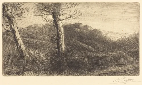 Sunset (Coucher du soleil) by Alphonse Legros, print, 1837-1911