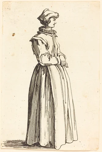 Young Woman, in Profile, Facing Right by Israel Henriet; Jacques Callot, print, 1630-1661