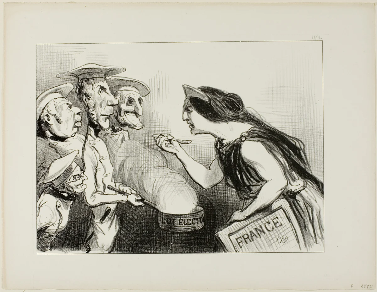 Too Many Cooks Spoil The Broth. “- This really tastes like bad cooking,” plate 142 from Actualités by Honoré-Victorin Daumier, print, 1850