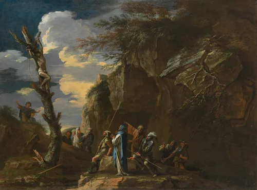 Polycrates' Crucifixion by Salvator Rosa, painting, 1664