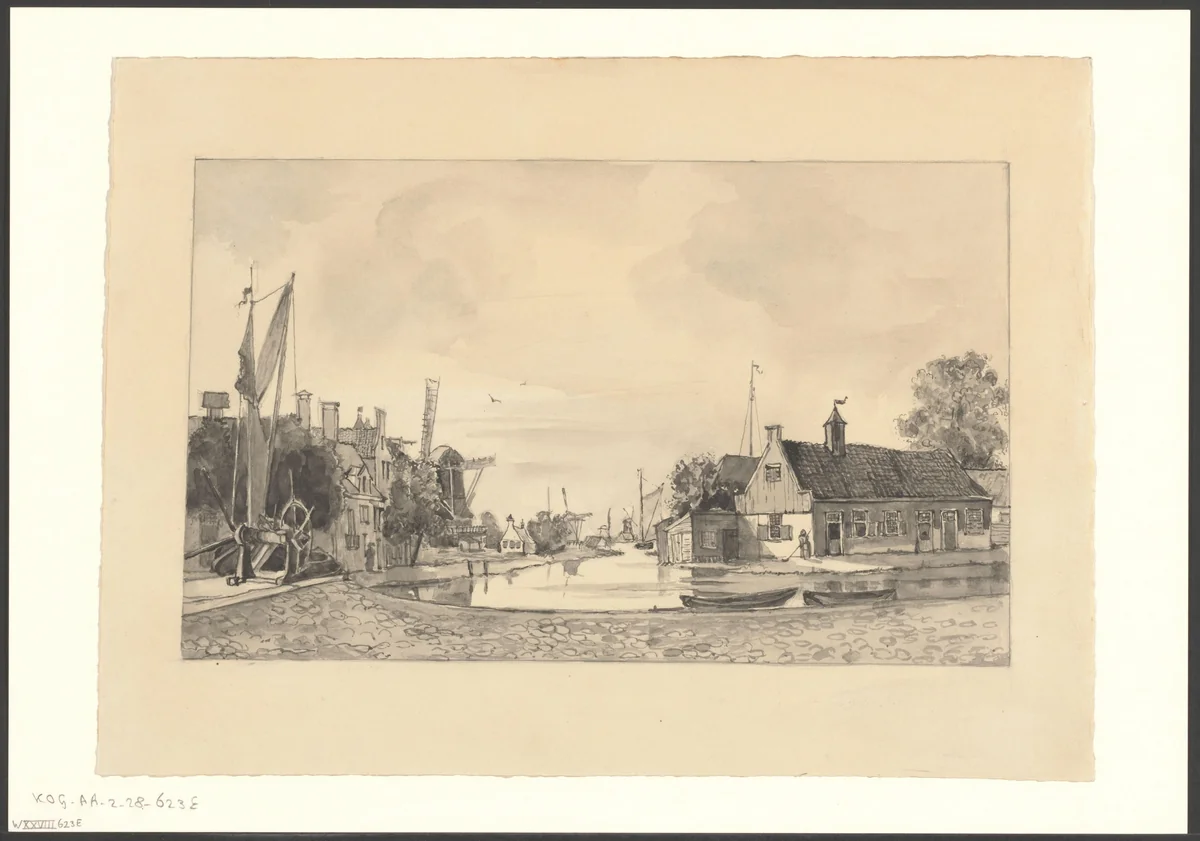 Gezicht op de Kostverlorenvaart by A. Goedkoop, drawing, 1850-1950