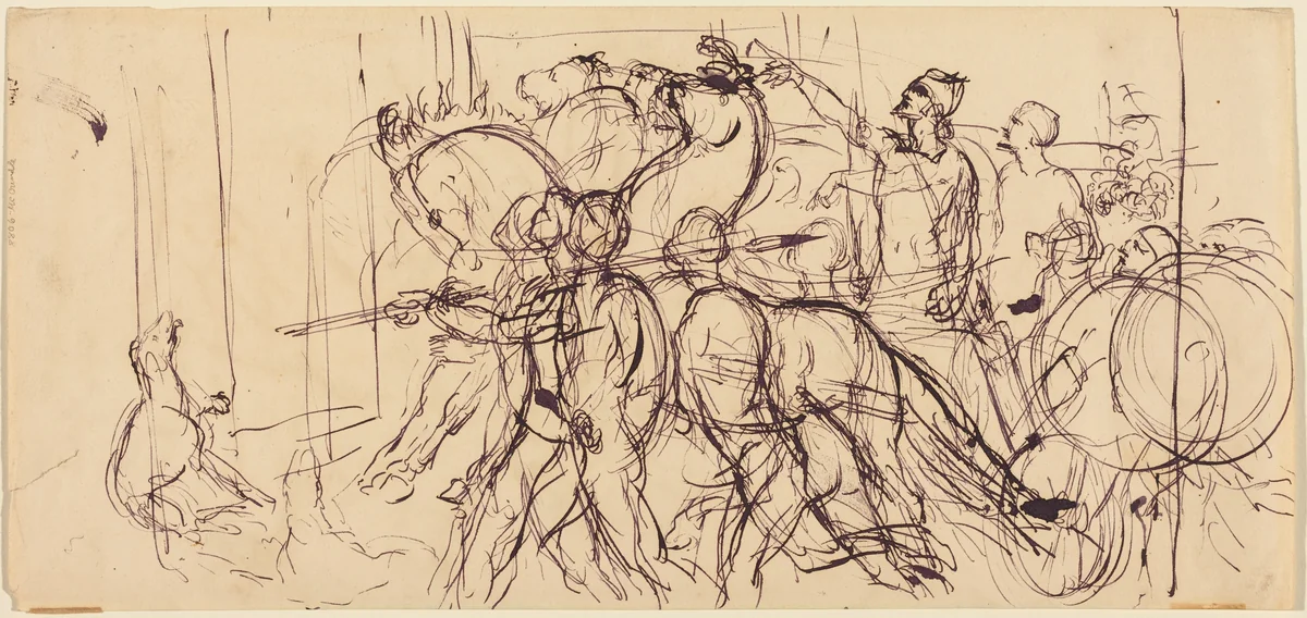 Charioteers by Eugène Delacroix, drawing, 1798-1863
