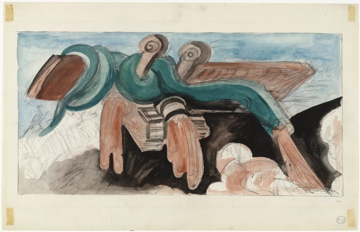 Study for Dive Bomber and Tank by José Clemente Orozco, drawing, 1940