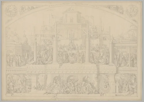 Preparatory Drawing for a Print Series on the History of Germany (Die Geschichte des deutschen Volkes in fünfzehn Bildern) by Carl Heinrich Hermann, drawing, 1851-1853