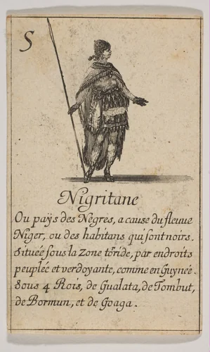 Nigritane, from "Jeu de la Géographie" by Stefano della Bella, print, 1644