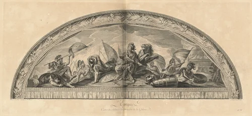 L'Espagne Cintre du Salon de la Guerre en face de la Galerie (Spain, Center of the Salon of War Opposite the Gallery) [pl. 38] by Jean-Baptiste Massé; Charles Dupuis; Charles Le Brun, print, 1752
