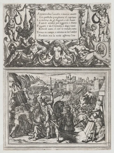 Plate 11: Illustration to Canto XI, from Torquato Tasso's "Gerusalemme liberata III" by Antonio Tempesta, print, 1585-1630
