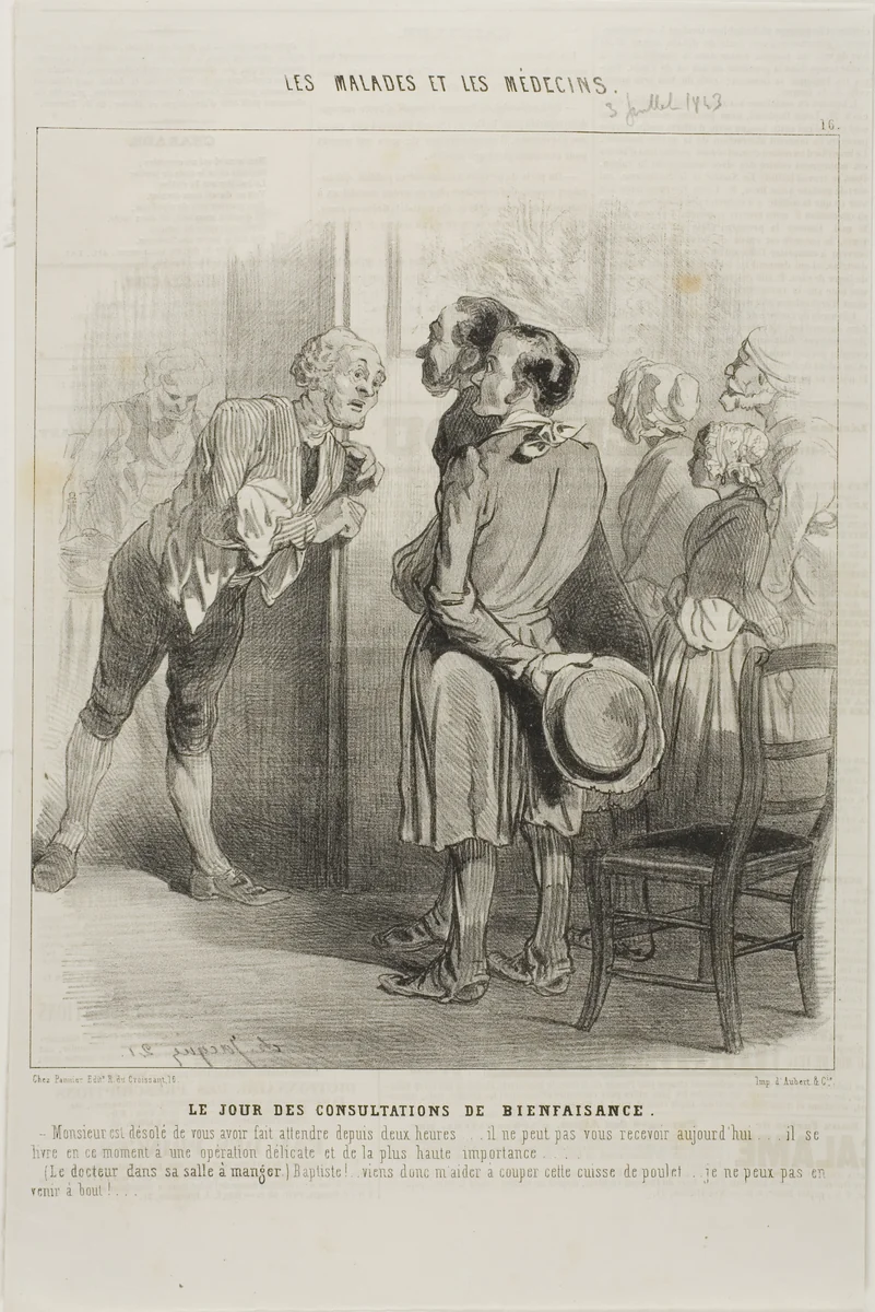 Free Doctor's Visit Day (plate 16) by Charles-Émile Jacque, print, 1843