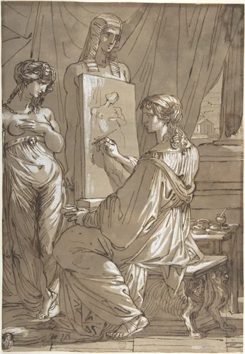 An Artist and His Model by Felice Giani, drawing, 1773-1828