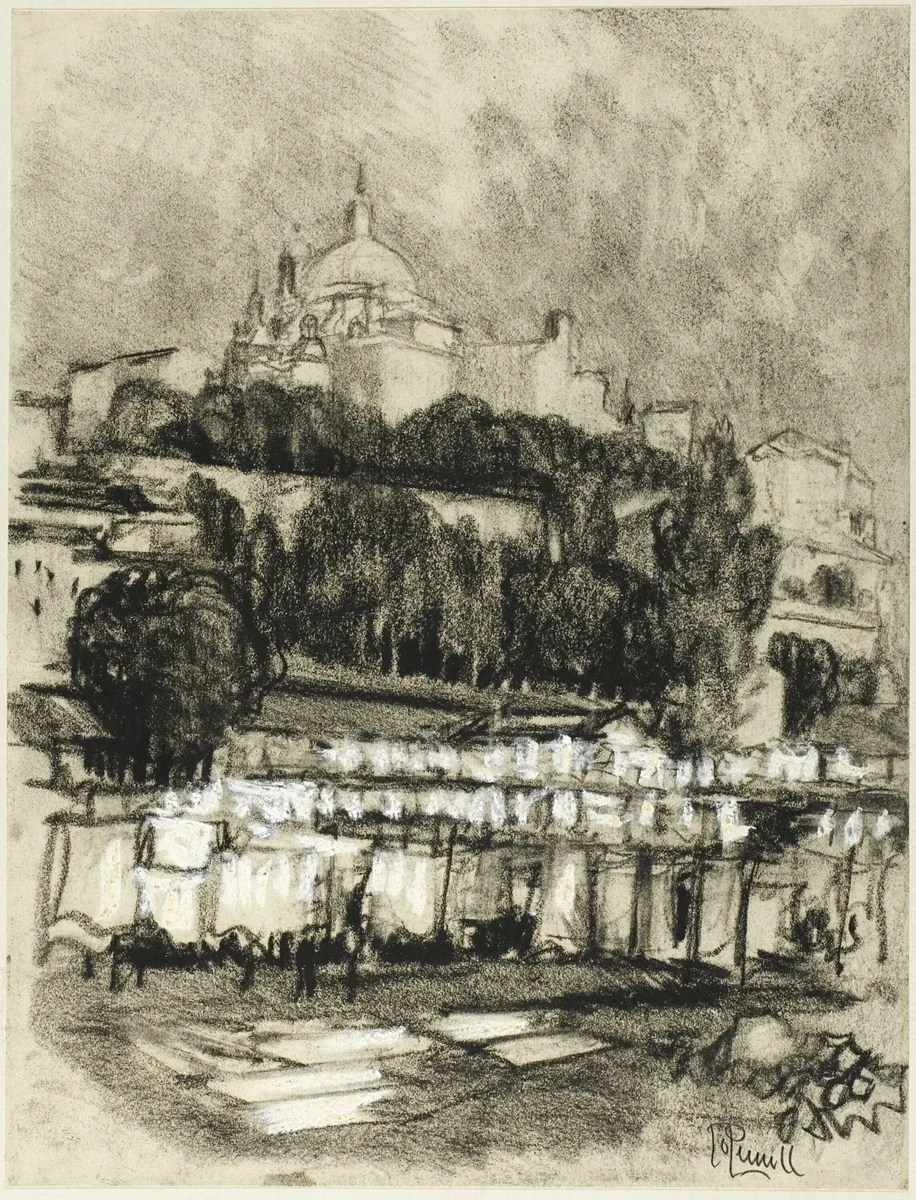 The Washing Place of Madrid by Joseph Pennell, drawing, 1898-1908