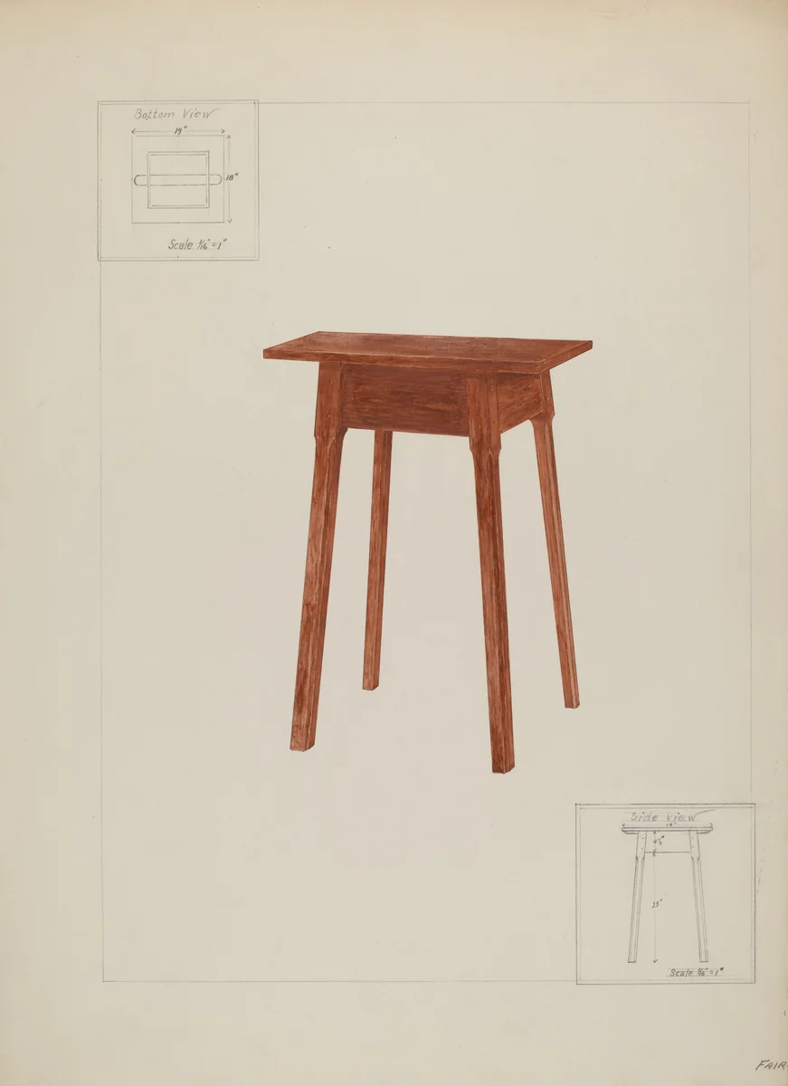 Table by George Fairbanks, index of american design, 1937