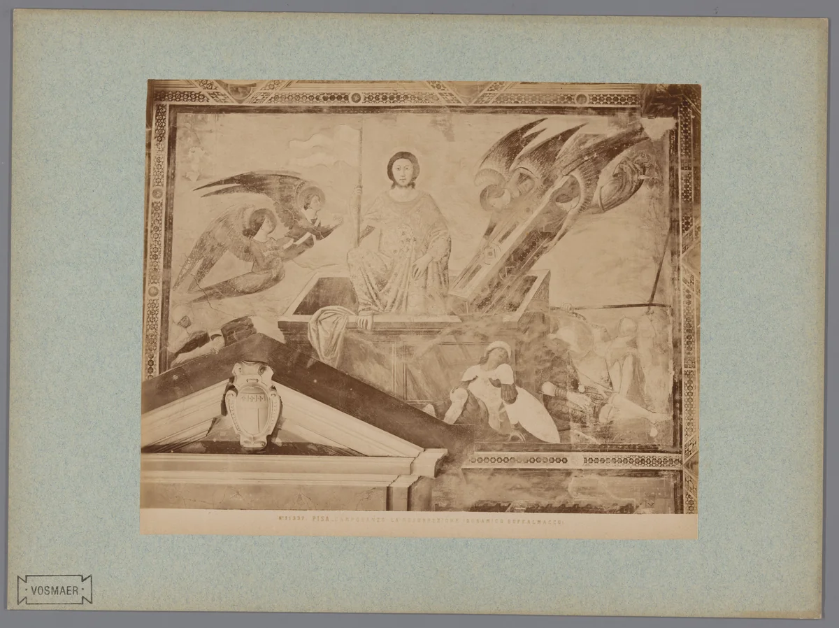 Fotoreproductie van het fresco De herrijzenis van Christus naar Buanamico Buffalmacco in het Camposanto te Pisa, Italië by Fratelli Alinari, photograph, 1857-1900