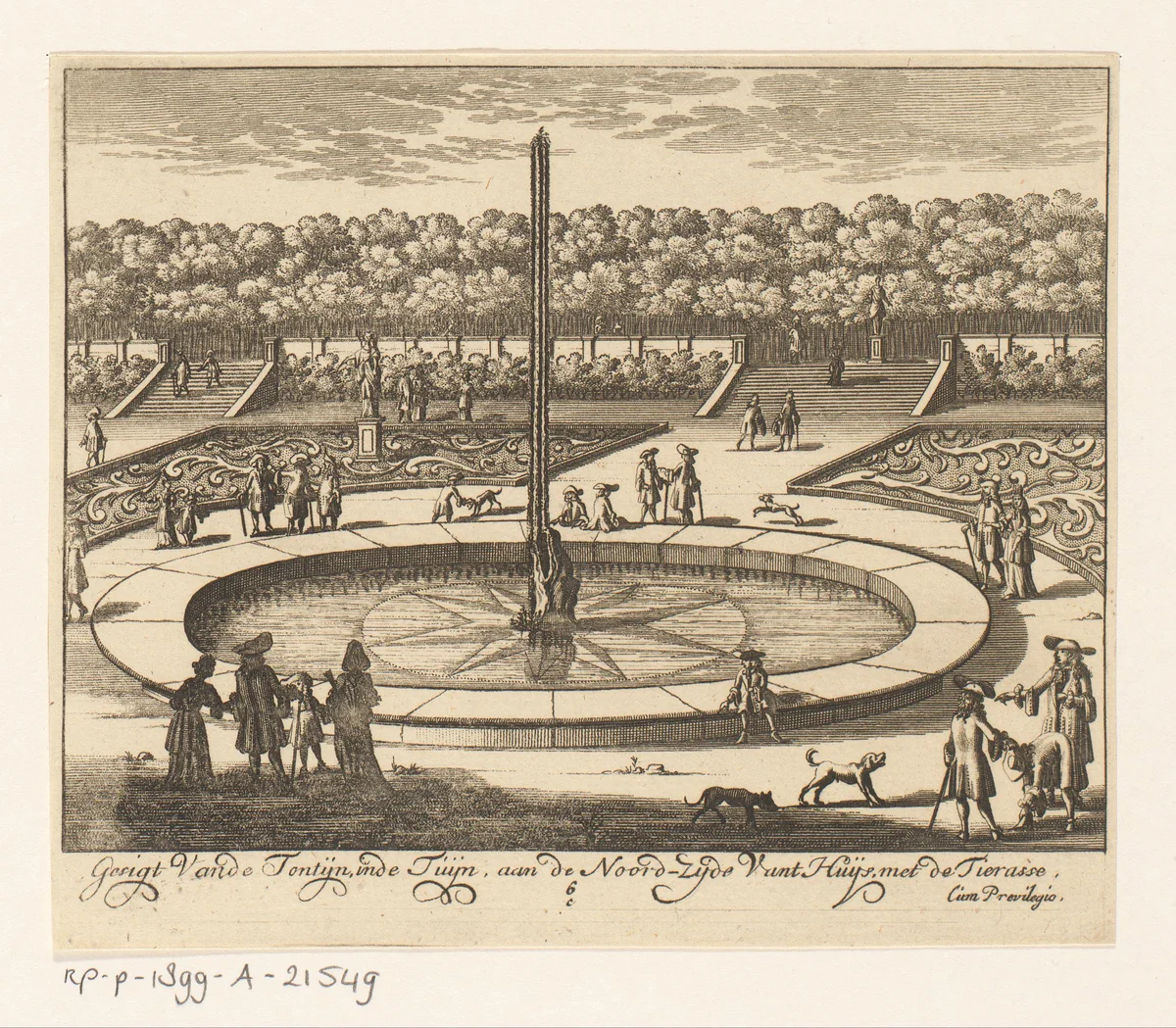 Fontein in de tuin van Paleis Soestdijk by Hendrik de Leth, print, 1725-1747