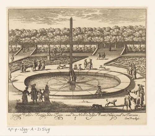 Fontein in de tuin van Paleis Soestdijk by Hendrik de Leth, print, 1725-1747