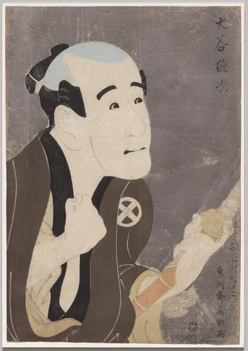 Otani Tokuji as the Servant Sodesuke in Flowering Irises: A Soga Vendetta of the Bunroku Era by Tōshūsai Sharaku, print, 1794