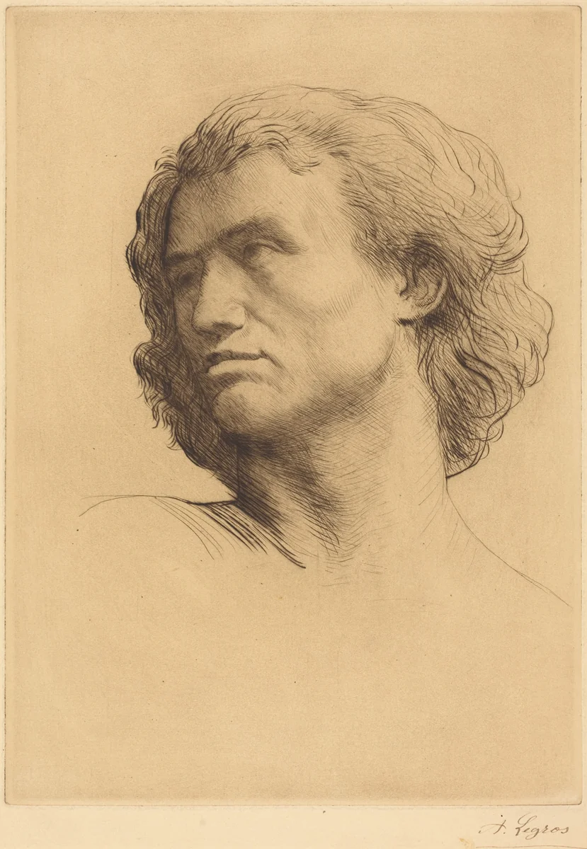 Head of a Man (Tete d'homme) by Alphonse Legros, print, 1877