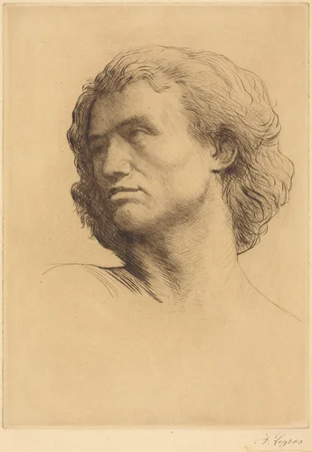 Head of a Man (Tete d'homme) by Alphonse Legros, print, 1877