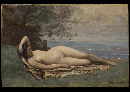 Bacchante by the Sea by Camille Corot, painting, 1865