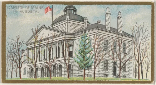 Capitol of Maine in Augusta, from the General Government and State Capitol Buildings series (N14) for Allen & Ginter Cigarettes Brands by Allen & Ginter, print, 1889