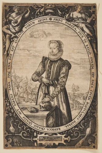 Josina Hamels by Hendrick Goltzius, textile, 1580