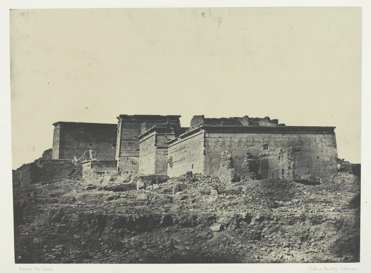Grand Temple d'Isis à Philoe, Vue Générale Prise du Nord; Nubie, plate 80 from the album "Egypte, Nubie, Palestine et Syrie" (1852) by Maxime Du Camp, photograph, 1849-1851