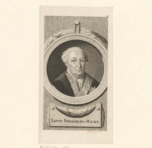 Portret van Levin Friedrich von Hacke by Daniel Berger, print, 1785