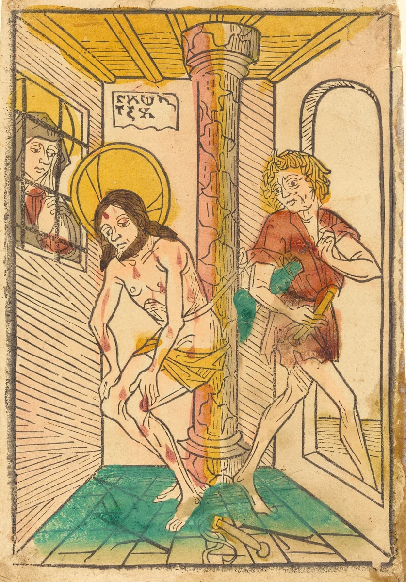 The Flagellation in the Presence of Mary by German 15th Century, print, 1465-1475