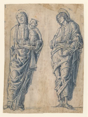 Madonna and Child with Saint John the Evangelist by Andrea da Murano, drawing, 1471-1535