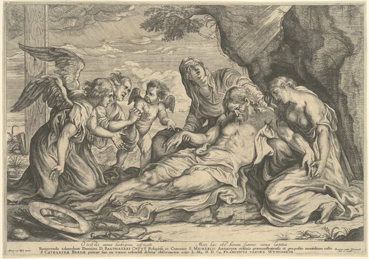 The Lamentation by Frans van den Wyngaerde, Sir Anthony van Dyck, print, 1614-1679